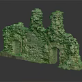 Ancient Stone Building Ruins Featuring Weathered Walls And Arched Doorways