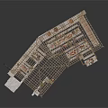 Wooden Canopy Market Structure With Multiple Stalls Displayed Goods And Potted Plant