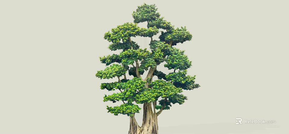 Lush Green Arbor With Unique Branching Structure And Ornamental Foliage 3d model 