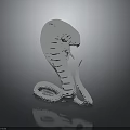 Silver Snake Sculpture Decor On Modern Wooden Table With Reflective Surface 3d model