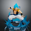 Blue Haired Anime Game Character In Fighting Pose With Blue Energy Effects And White Pants