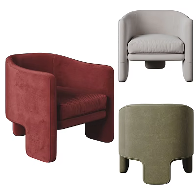 Modern Accent Chairs In Red Gray Green With Velvet Upholstery And Unique Leg Design 3d model
