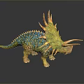 Colorful Reptile Dinosaur Model with Turquoise Green Body and Orange Spikes Detailed Close Up