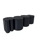 Four Black Modern Cylindrical Sofa Stools For Living Room Stylish Design 3d model