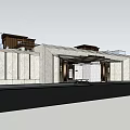 Grand Hotel Entrance With Symmetrical Marble Facade Wooden Roof And Glass Windows Design