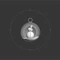 Transparent Spherical Decorative Pendant Light Featuring Snowman Design On Black Surface