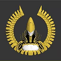 Luxurious Golden Ornate Headdress With Symmetrical Wing Shaped Intricate Decorative Elements