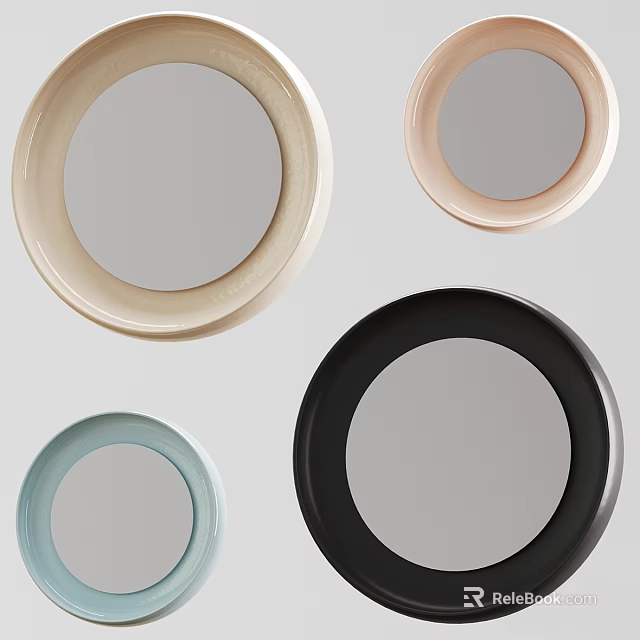 Round Framed Mirrors with Various Colors and Minimalist Design for Home Decor 3d model 