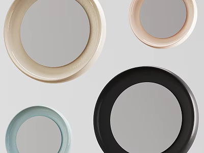 Round Framed Mirrors with Various Colors and Minimalist Design for Home Decor 3d model