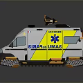 Yellow And White Ambulance With Tracks And Drone On Top For Emergency