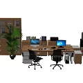 Office Desk Computer Desk File Cabinet Folder Water Dispenser Copier 3d model