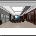 Modern Staff Pantry With Marble Walls Sink Refrigerator Mirror And Modern Design