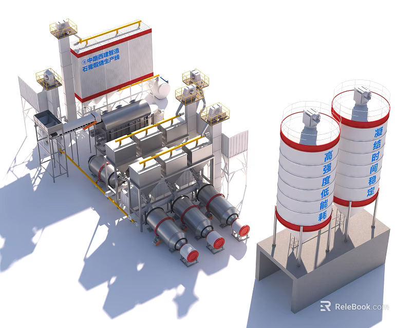 Industrial Plant Featuring Large Scale Production Equipment Storage Tanks And Mechanical Units 3d model 