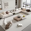 Sofa Coffee Table Combination Multi-person Sofa Leisure Sofa Floor Lamp Jewelry Combination 3d model