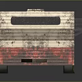Vintage Rustic Trailer With White Red Exterior Old Windows Door And Rusty Wheels