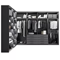 Modern Wardrobe Interior With Hanging Rods Drawers Storage Boxes And Shoes 3d model