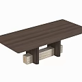 Rectangular Modern Dining Table With Wooden Top And Stone Base Design 3d model