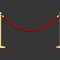 Red Square Carpet Display With Gold Stanchions And Red Ropes Setup 3d model