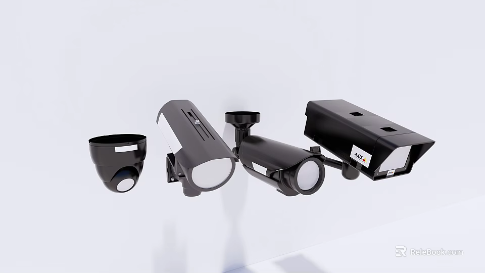 Projection Monitoring Surveillance Cameras With High Definition Sensors And Mounting Brackets 3d model 