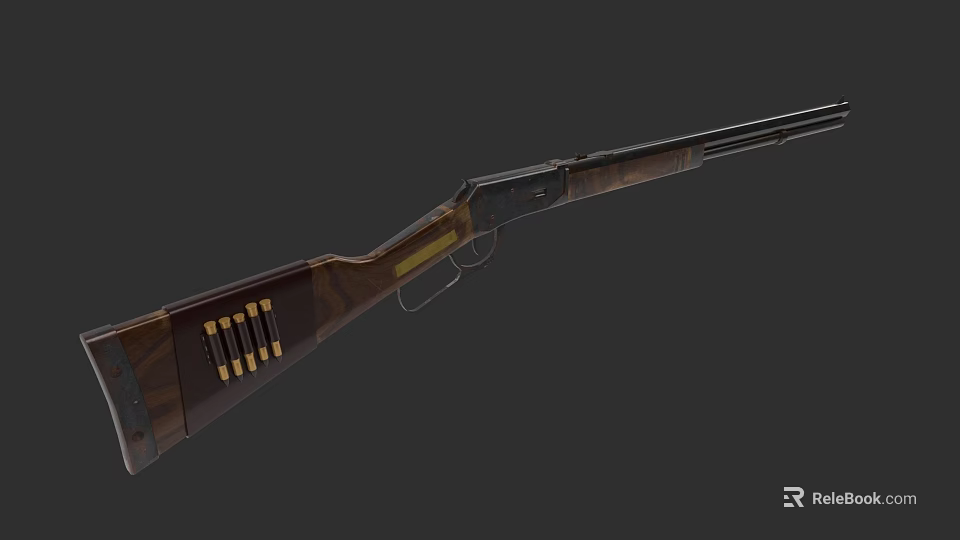 Vintage Wooden Rifle With Metal Barrel And Classic Design Elements 3d model 