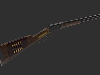 Vintage Wooden Rifle With Metal Barrel And Classic Design Elements 3d model