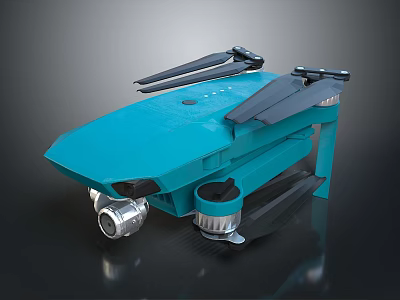 Modern Blue Drone Featuring Foldable Propellers Camera Lens And Sleek Body 3d model