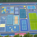 Fire Rescue Access Area Layout in Sports Complex With Basketball Tennis Courts and Track