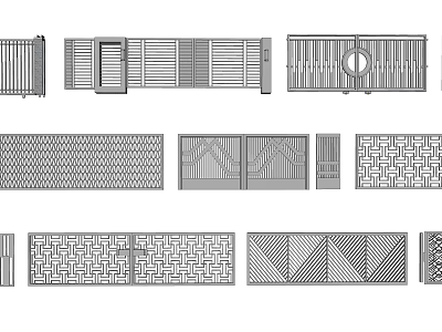 Various Entrance Gate Designs With Geometric Patterns And Decorative Grilles 3d model