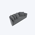 Modern Gray Sectional Sofa With Soft Plush Cushions And Comfortable Design 3d model