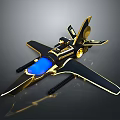Cosmic Aerospace Craft Model With Black Gold Design And Blue Cockpit