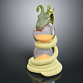 Snake Shaped Dragon Head Decorative Ornament Set With Hourglass Glass Globes Orange Sand Woven Base
