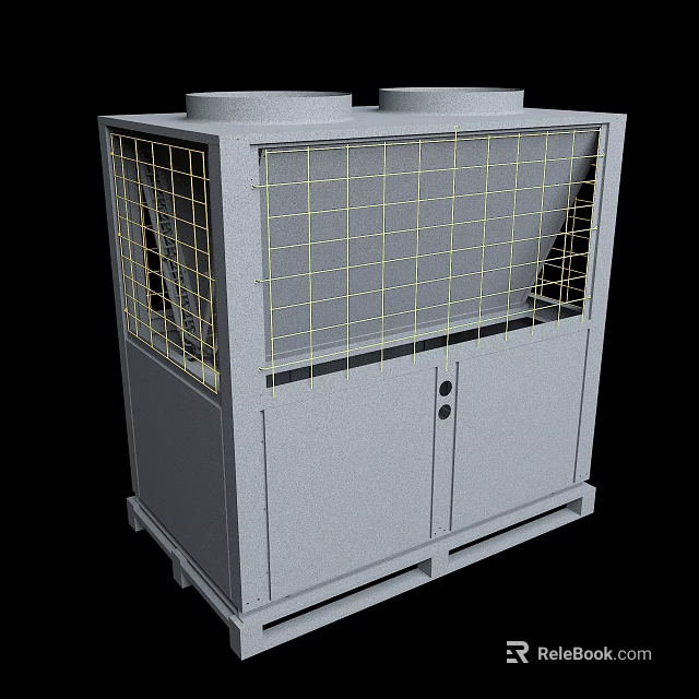 Industrial Equipment Cooling Tower with Grid Front Panel Metal Structure and Double Top Units 3d model 