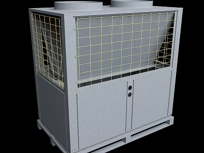 Industrial Equipment Cooling Tower with Grid Front Panel Metal Structure and Double Top Units 3d model