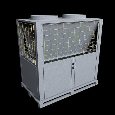Industrial Equipment Cooling Tower with Grid Front Panel Metal Structure and Double Top Units 3d model