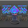 Elegant Ballroom Stage Design With Vibrant Neon Lights And Dynamic Lighting Effects 3d model