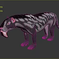 Prehistoric Creature With Black White Stripes Pink Ears Long Snout And Yellow Claws