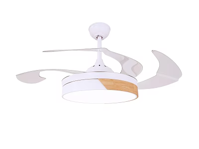 White Modern Ceiling Air Conditioner Fan with Wooden Accents and Cooling Design 3d model