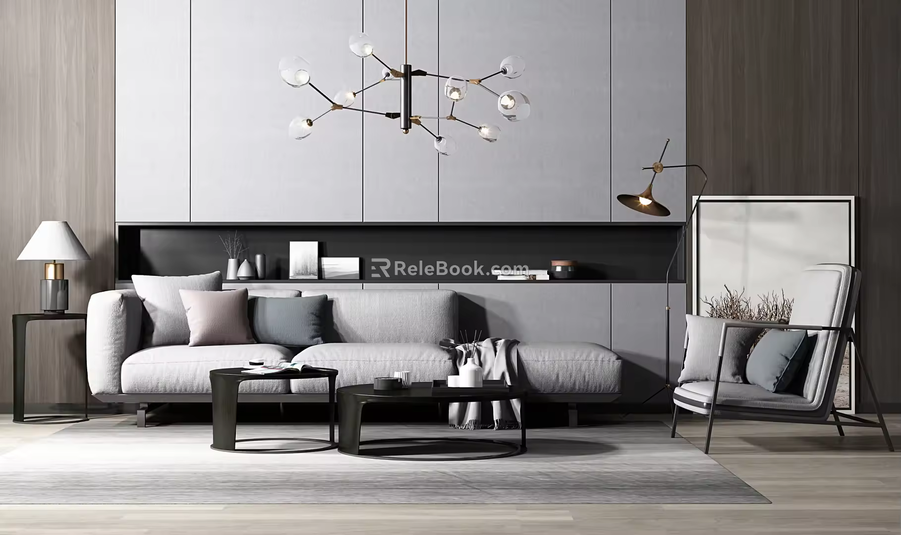 Modern sofa coffee table combination 3d model