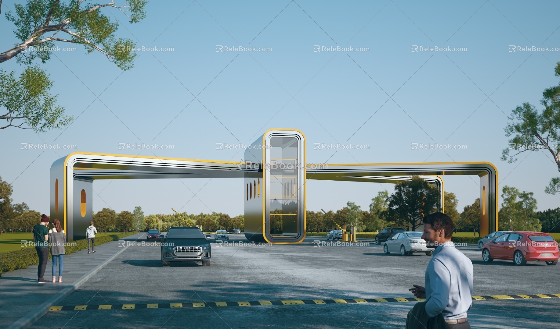 Modern Gate Gate Building Factory Gate Guard Recorder Room Gate Entrance Park Gate Gate Gate 3d model