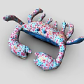 Crab Shaped Plush Toy with Blue Base and Colorful Floral Pattern Adorable Claws and Legs