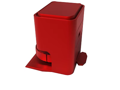 Red Plastic Pedal Trash Bin With Secure Lid For Home Kitchen Use 3d model