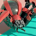 Smart Spider Like Robot With Red Black Design On Colorful Background 3d model