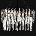 Modern Artistic Chandelier With Transparent Glass Elongated Elements And Metal Frame
