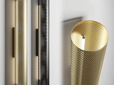 Modern Metal Wall Lamps With Perforated Design In Gold And Black 3d model