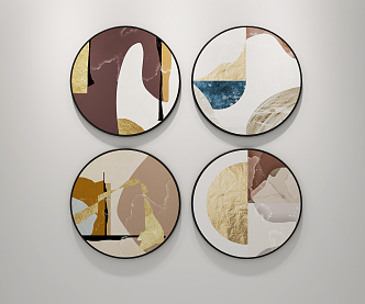 Modern round frame painting decorative painting 3d model