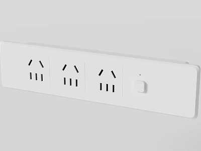 Modern White Switch Panel With Three Power Sockets And Control Button 3d model