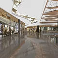 Spacious Shopping Mall Lobby Interior With Ornate Ceiling Marble Flooring And Shoppers Walking