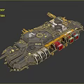 Sci fi Warship With Futuristic Design And Colorful Components