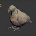 3D Bird Character Artistic Design With Pale Pink Body Cracked Texture Green Eyes And Orange Beak Claws