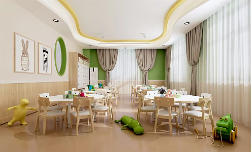 Modern Classroom Kindergarten Activity Room 3d model